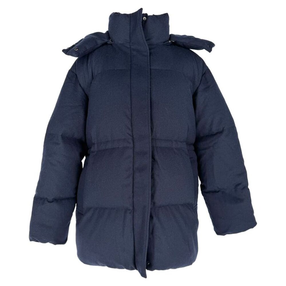 Joseph Dorset Brushed Flannel Down Jacket in Navy Blue Wool